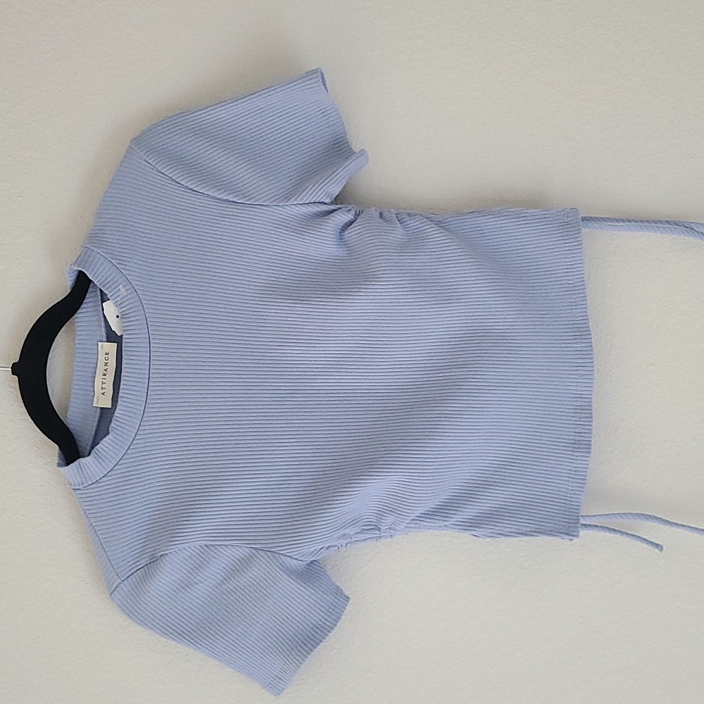 NWT Side Sinched Crop Top Light Blue Size Small